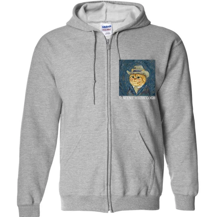 Vincent Meow Gogh Funny Starry Night Cat Van Gogh Cat Full Zip Hoodie