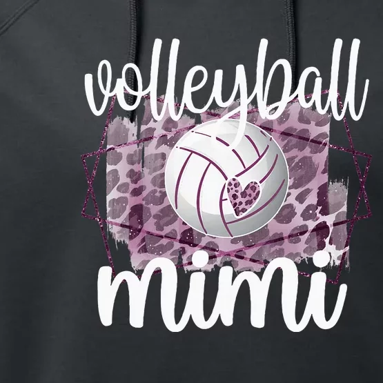 Volleyball Mimi Grandma Of Volleyball Player Performance Fleece Hoodie