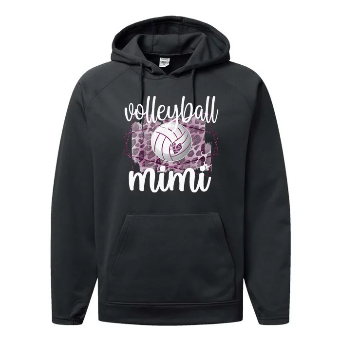 Volleyball Mimi Grandma Of Volleyball Player Performance Fleece Hoodie