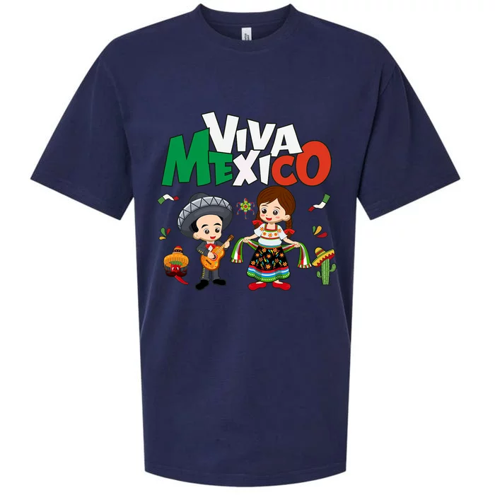 Viva Mexico Guitar Mexican Independence Sueded Cloud Jersey T-Shirt