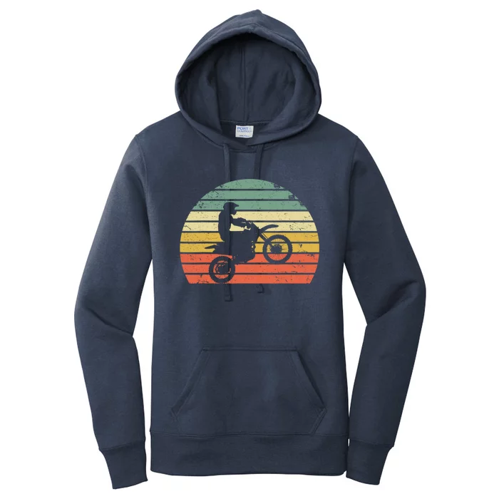 Vintage Motocross Gift Dirt Bike Silhouette Retro Dirt Bike Gift Women's Pullover Hoodie