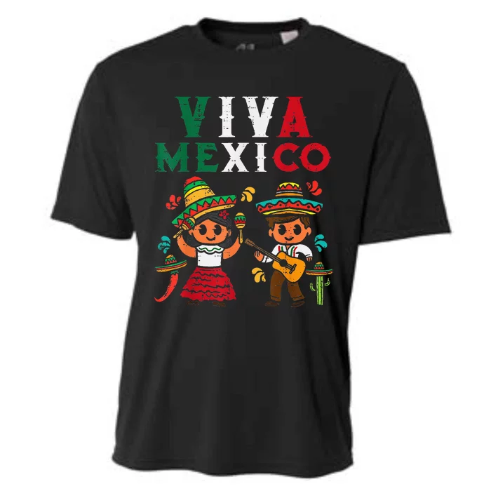 Viva Mexico Girl Maracas Guitar Mexican Independence Cooling Performance Crew T-Shirt