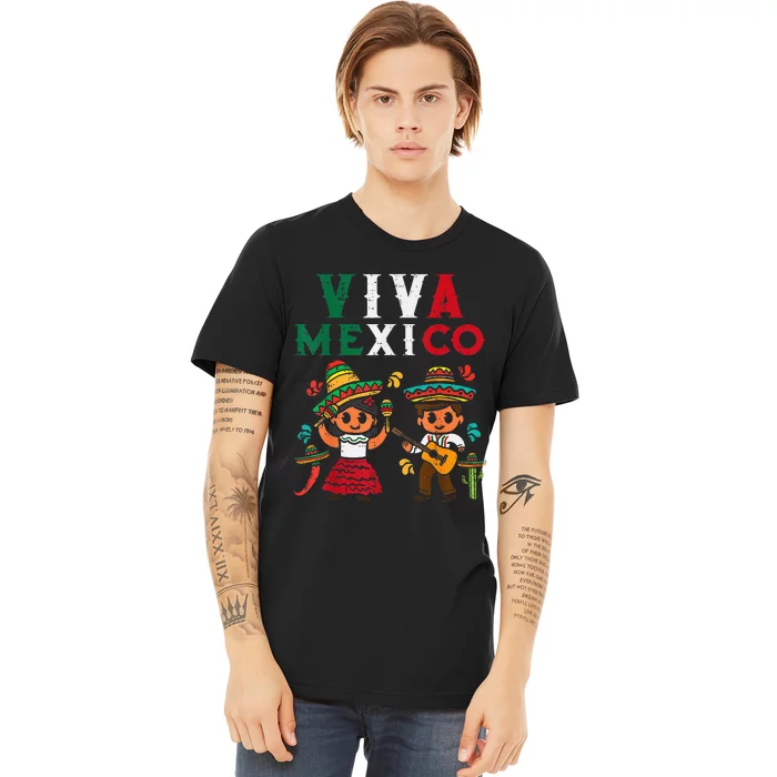 Viva Mexico Girl Maracas Guitar Mexican Independence Premium T-Shirt