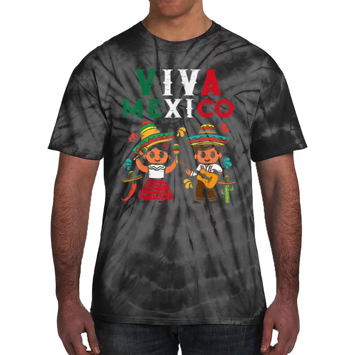 Viva Mexico Girl Maracas Guitar Mexican Independence Tie-Dye T-Shirt