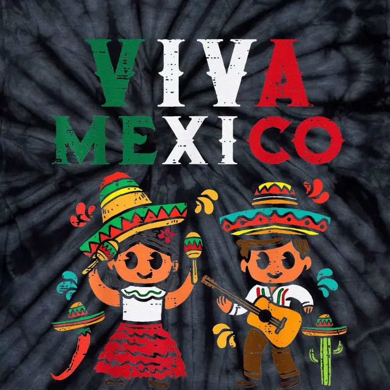 Viva Mexico Girl Maracas Guitar Mexican Independence Tie-Dye T-Shirt