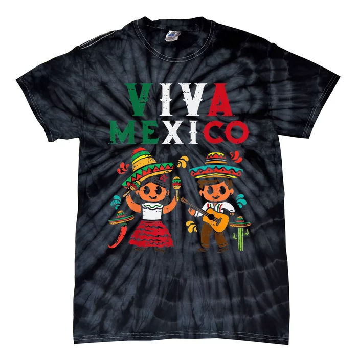 Viva Mexico Girl Maracas Guitar Mexican Independence Tie-Dye T-Shirt