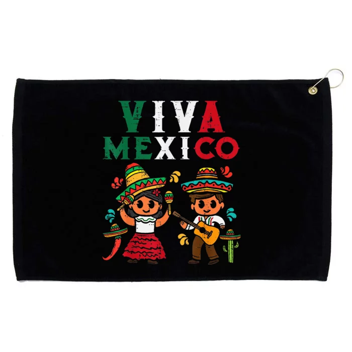 Viva Mexico Girl Maracas Guitar Mexican Independence Grommeted Golf Towel