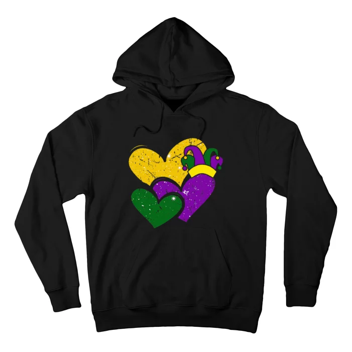 Vintage Mardi Gras Cute Hearts Hoodie