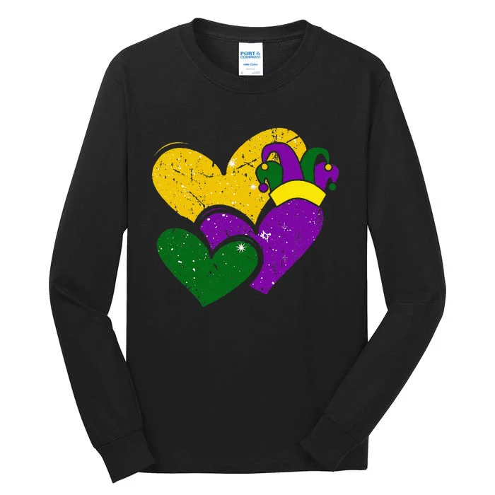 Vintage Mardi Gras Cute Hearts Tall Long Sleeve T-Shirt