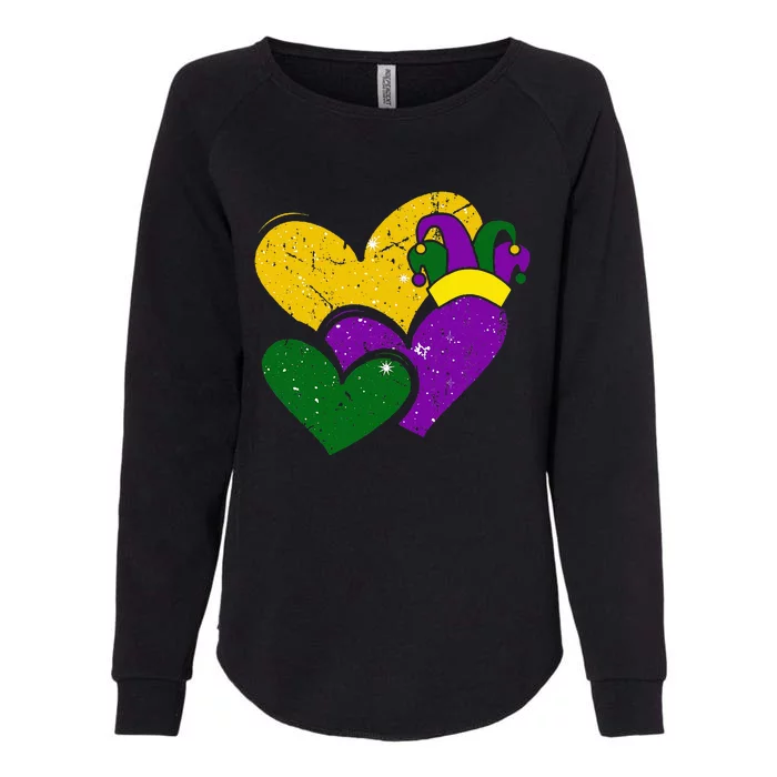 Vintage Mardi Gras Cute Hearts Womens California Wash Sweatshirt