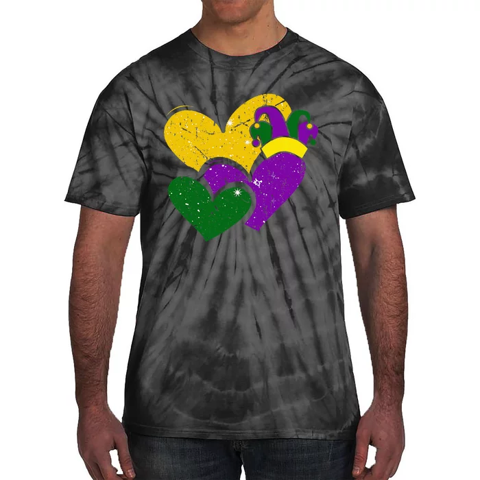 Vintage Mardi Gras Cute Hearts Tie-Dye T-Shirt