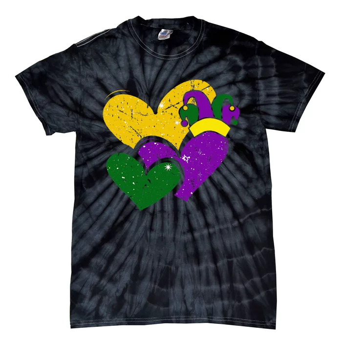 Vintage Mardi Gras Cute Hearts Tie-Dye T-Shirt