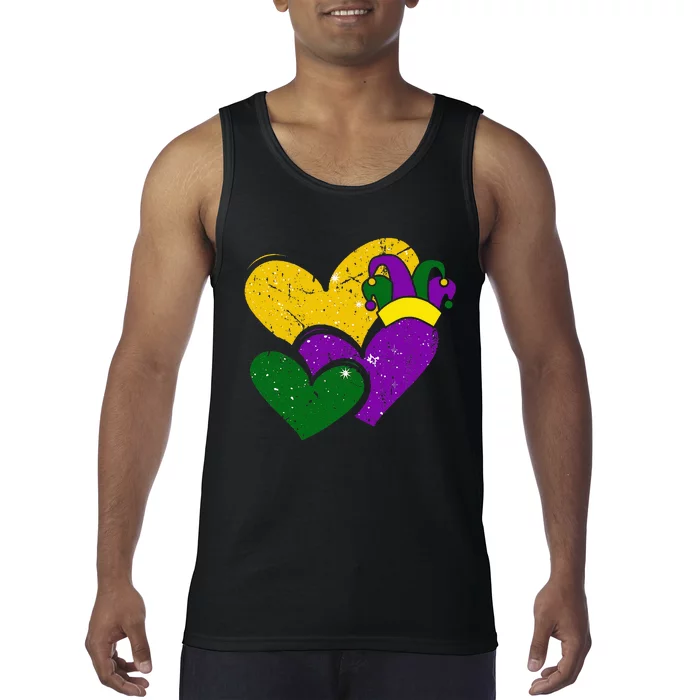 Vintage Mardi Gras Cute Hearts Tank Top