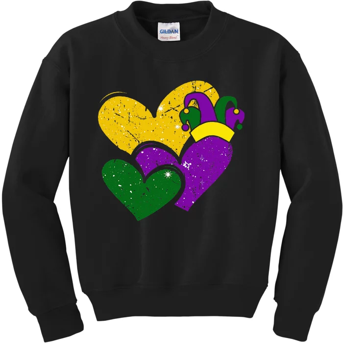 Vintage Mardi Gras Cute Hearts Kids Sweatshirt