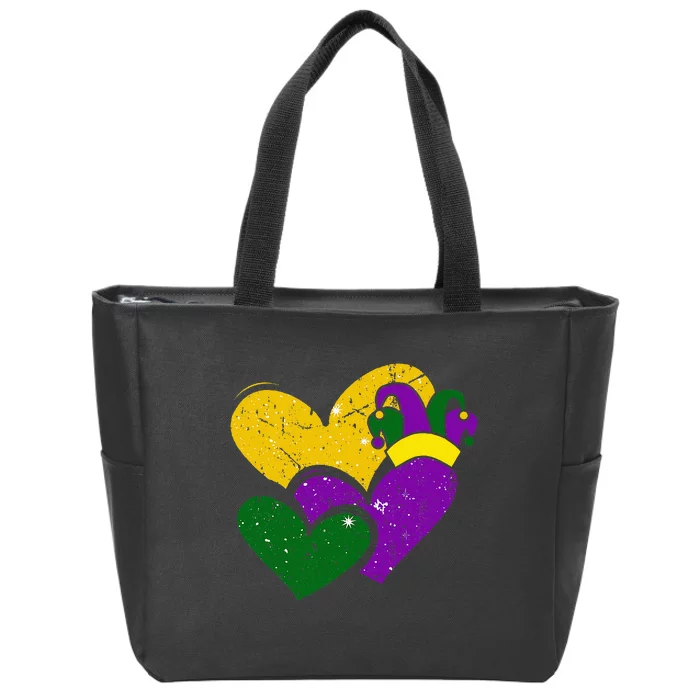 Vintage Mardi Gras Cute Hearts Zip Tote Bag