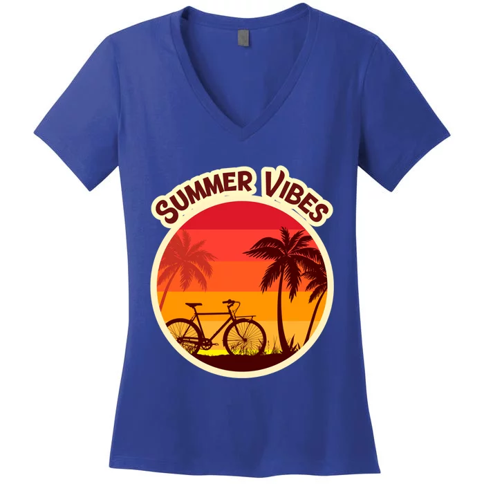 Vacay Mode Gift Cute Summer Vacation Vibes Sun Sunset Gift Women's V-Neck T-Shirt