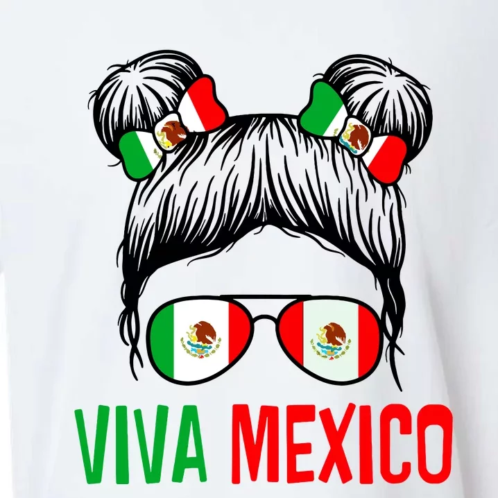 Viva Mexico Girl Independence Day Mexican Flag Sueded Cloud Jersey T-Shirt