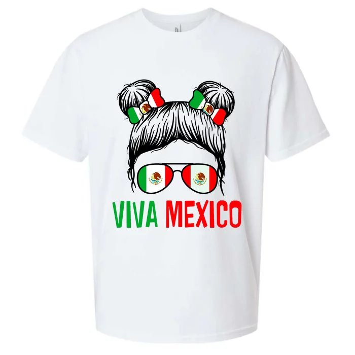 Viva Mexico Girl Independence Day Mexican Flag Sueded Cloud Jersey T-Shirt