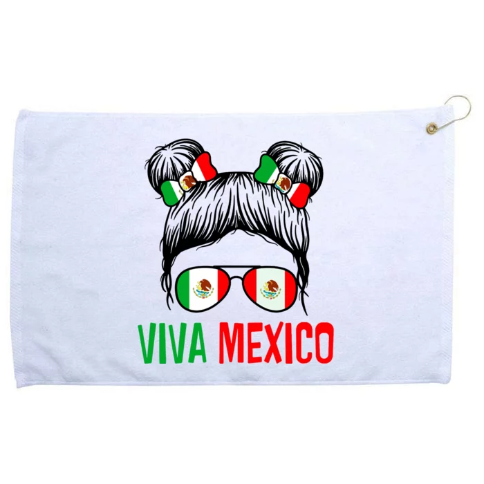 Viva Mexico Girl Independence Day Mexican Flag Grommeted Golf Towel