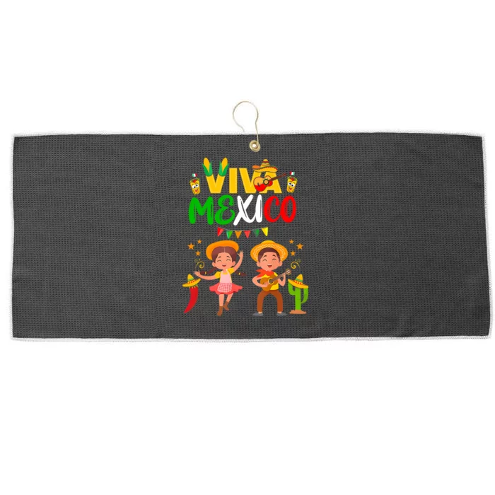 Viva Mexico Guitar Mexican Independence Day Fiesta Large Microfiber Waffle Golf Towel