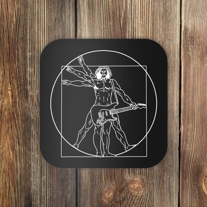 Vitruvian Man Guitar Music Player Da Vinci Guitarist Gift Coaster