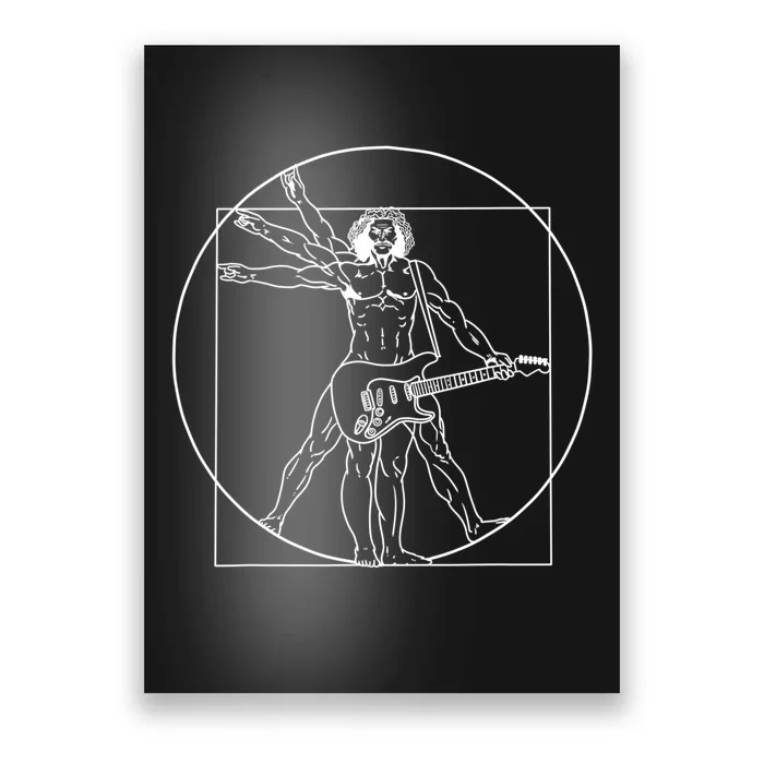 Vitruvian Man Guitar Music Player Da Vinci Guitarist Gift Poster