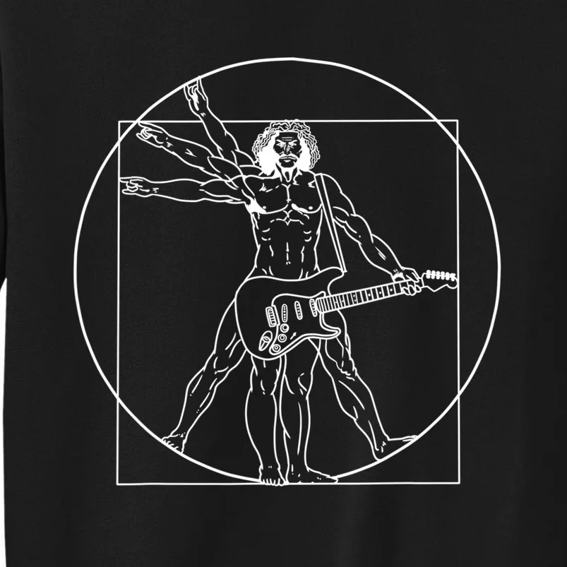 Vitruvian Man Guitar Music Player Da Vinci Guitarist Gift Tall Sweatshirt