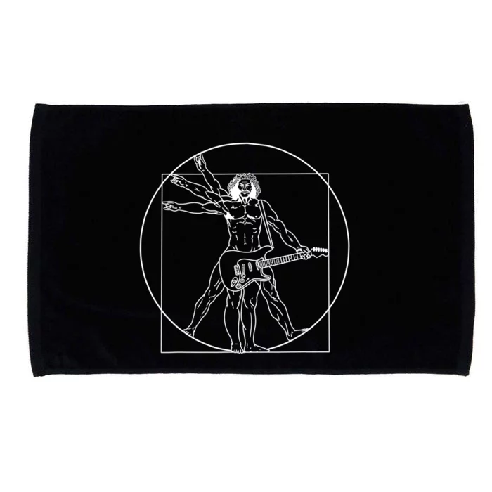 Vitruvian Man Guitar Music Player Da Vinci Guitarist Gift Microfiber Hand Towel