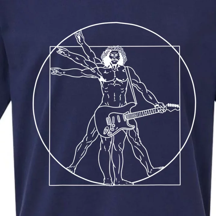 Vitruvian Man Guitar Music Player Da Vinci Guitarist Gift Sueded Cloud Jersey T-Shirt