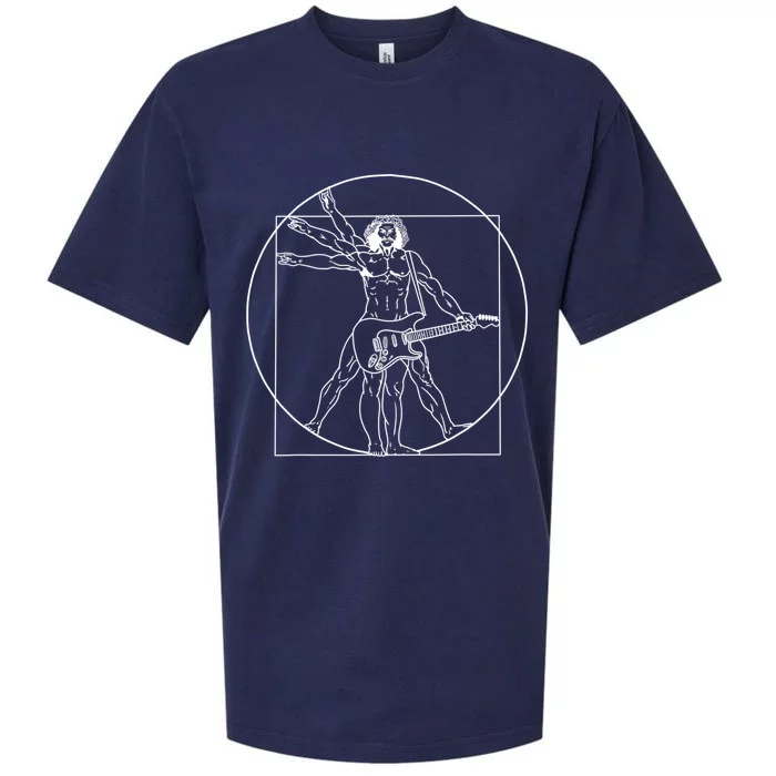 Vitruvian Man Guitar Music Player Da Vinci Guitarist Gift Sueded Cloud Jersey T-Shirt