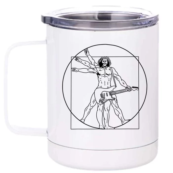 Vitruvian Man Guitar Music Player Da Vinci Guitarist Gift Front & Back 12oz Stainless Steel Tumbler Cup