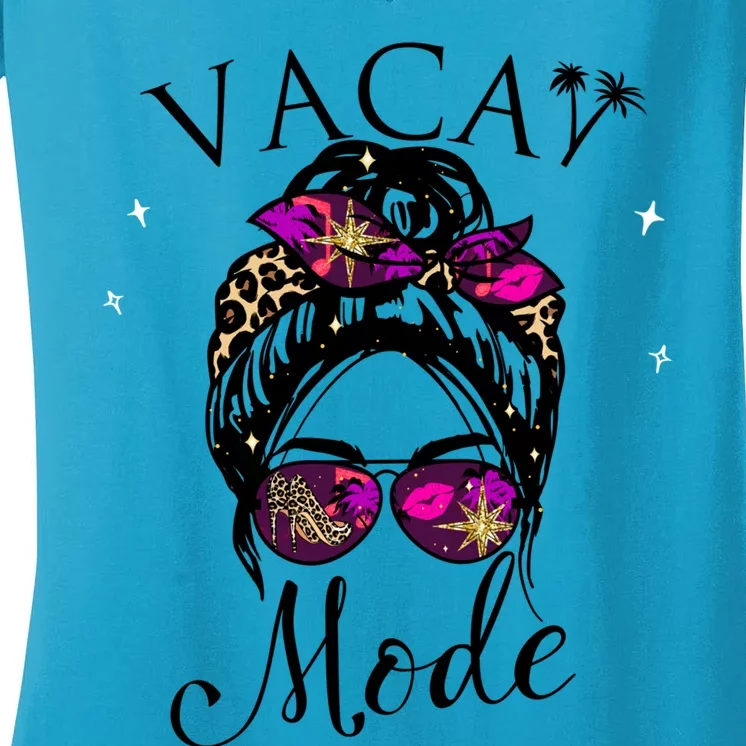 Vacay Mode Gift Vacation Beach Family Cute Cruise Gift Women's V-Neck T-Shirt