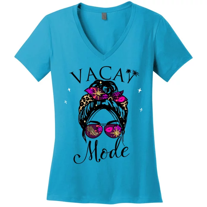 Vacay Mode Gift Vacation Beach Family Cute Cruise Gift Women's V-Neck T-Shirt