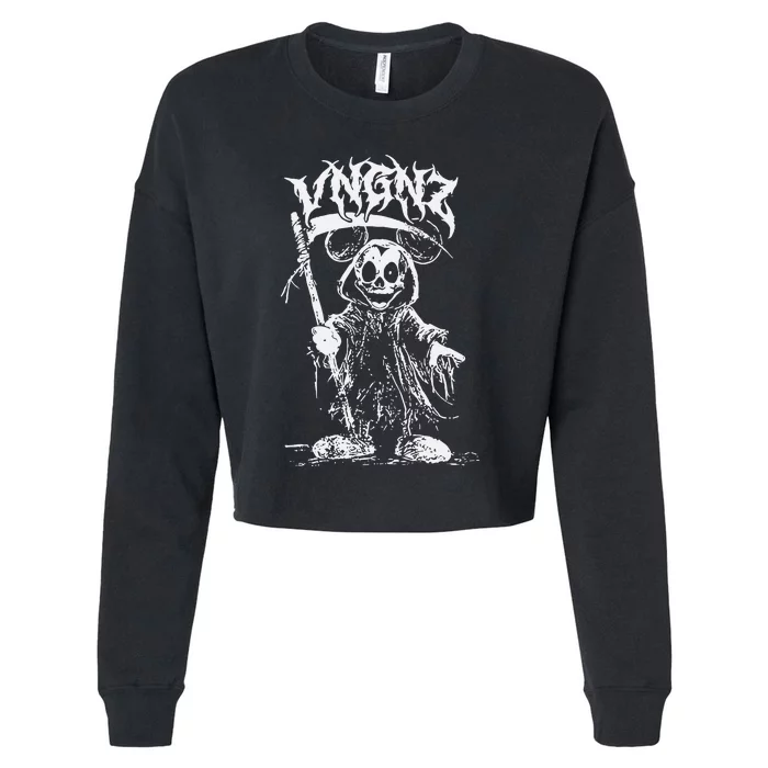 Vngnz Mickey Grim Cropped Pullover Crew