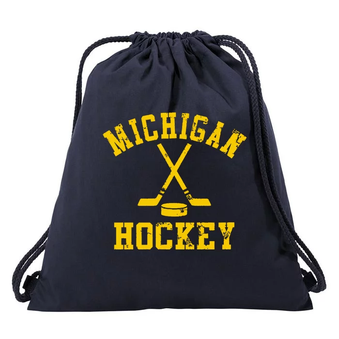 Vintage Michigan Hockey Drawstring Bag