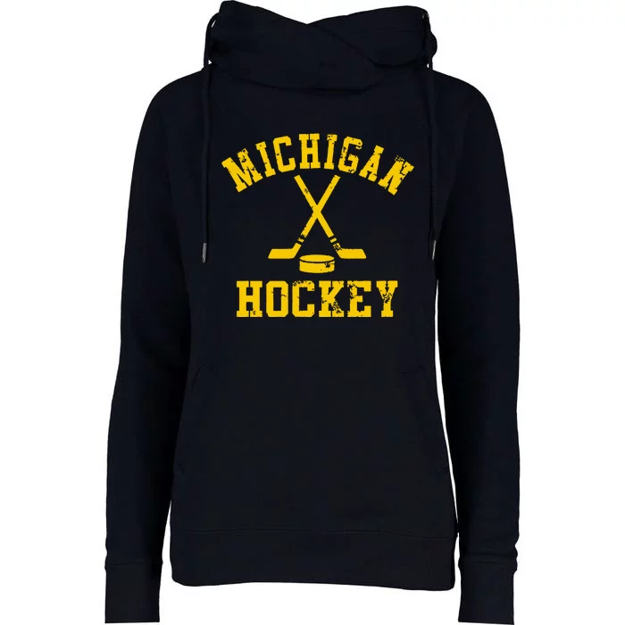 Vintage Michigan Hockey Womens Funnel Neck Pullover Hood