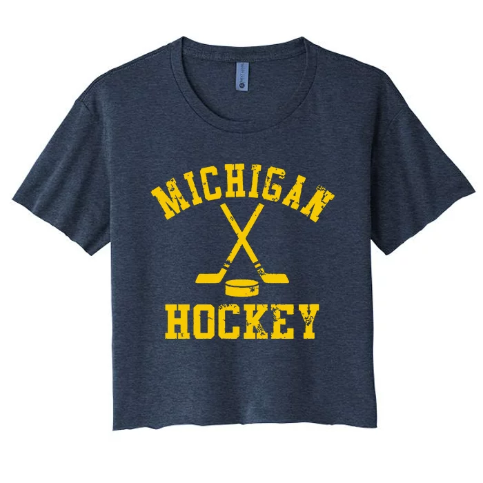 Vintage Michigan Hockey Women's Crop Top Tee