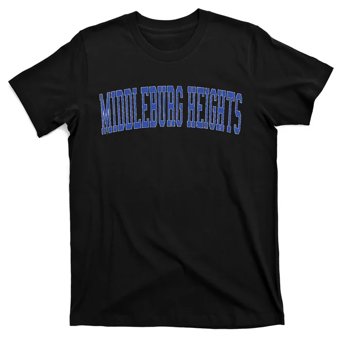 Vintage Middleburg Heights OH Distressed Blue Varsity Style T-Shirt