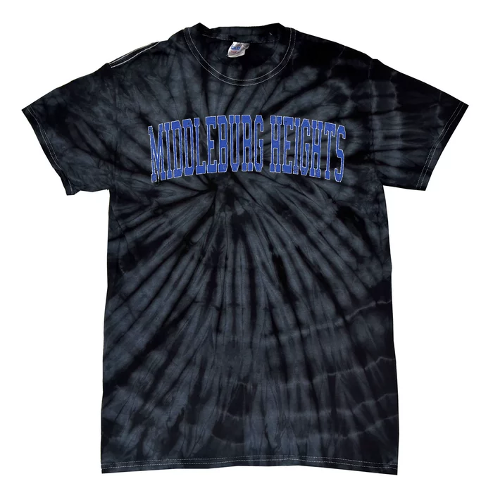 Vintage Middleburg Heights OH Distressed Blue Varsity Style Tie-Dye T-Shirt