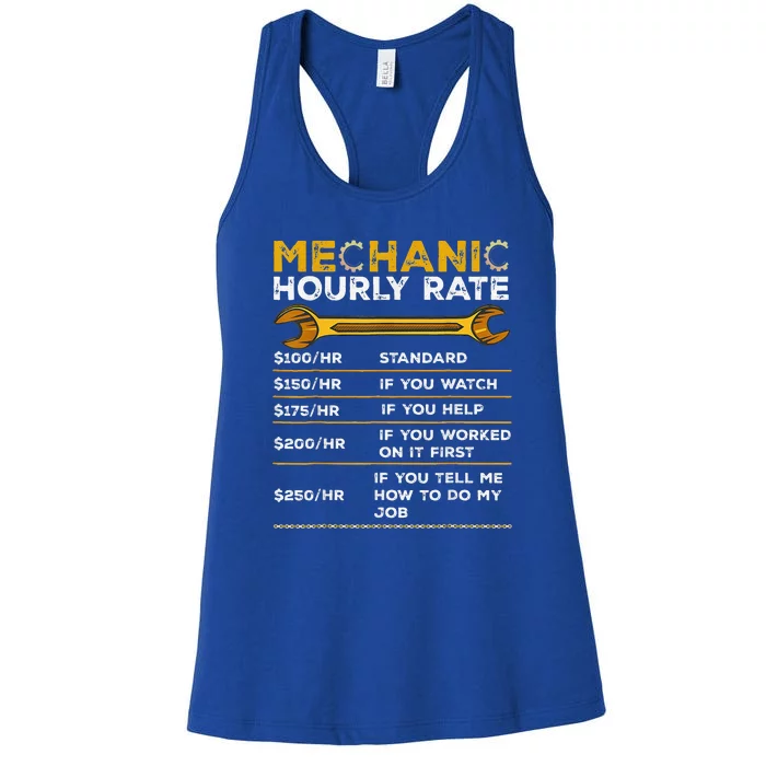 Vintage Mechanic Hourly Rate Gifts Labor Rates Women's Racerback Tank