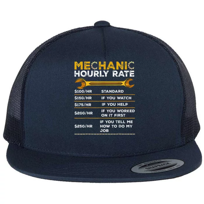 Vintage Mechanic Hourly Rate Gifts Labor Rates Flat Bill Trucker Hat