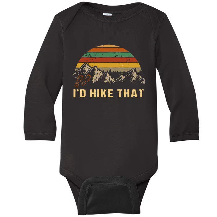 Vintage Mountain Hiking Boots Id Hike That Adventure Hikers Baby Long Sleeve Bodysuit