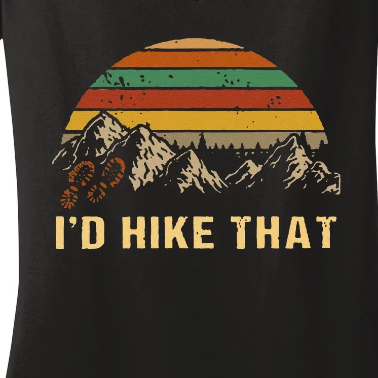 Vintage Mountain Hiking Boots Id Hike That Adventure Hikers Women's V-Neck T-Shirt