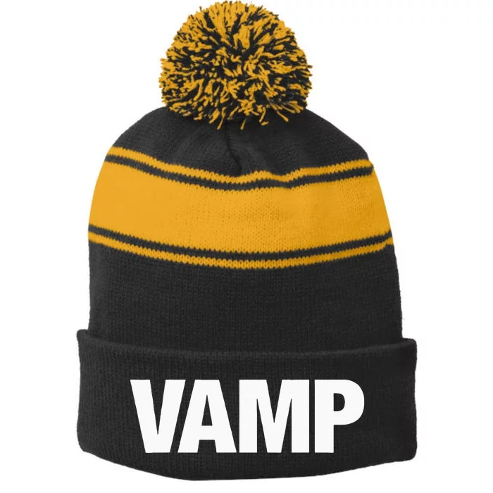 VAMP Matching Halloween Couples Funny Costumes SECURITY Goth Stripe Pom Pom Beanie