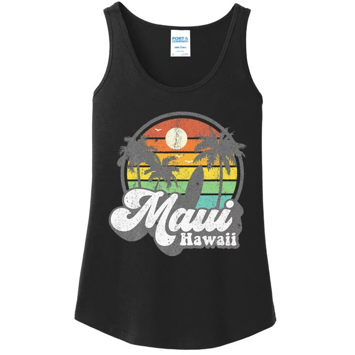 Vintage Maui Hawaii Hawaiian Beach Surfing 70s Surf Gift Ladies Essential Tank