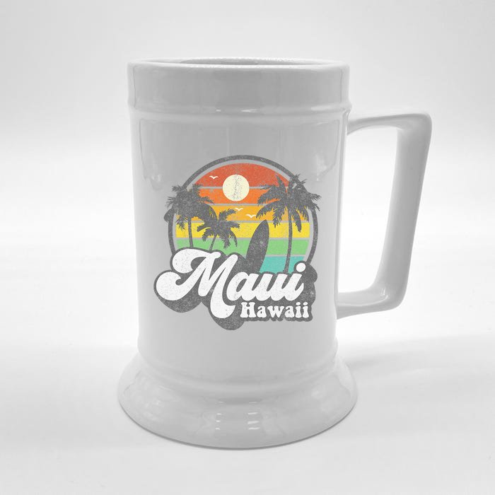 Vintage Maui Hawaii Hawaiian Beach Surfing 70s Surf Gift Front & Back Beer Stein