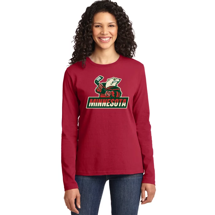 Vintage Minnesota Hockey Ladies Long Sleeve Shirt