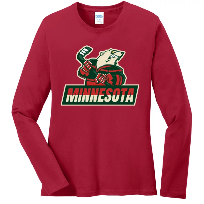 Vintage Minnesota Hockey Ladies Long Sleeve Shirt