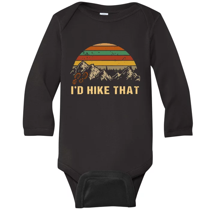 Vintage Mountain Hiking Boots Id Hike That Adventure Hikers Baby Long Sleeve Bodysuit