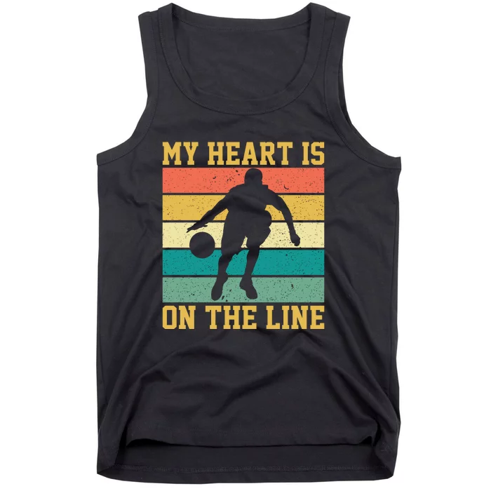 Vintage basketball  My Heart Is On The Line Gift Funny Sport Tank Top